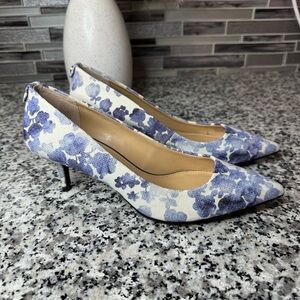 Michael Michael Kors | Women's Floral Blue Kitten Heels Size 6.5